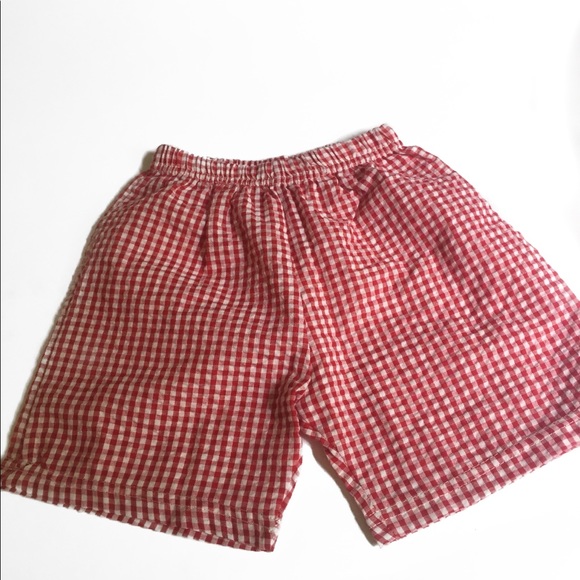 Red checkered baby pants with crinkled fabric - Picture 1 of 4